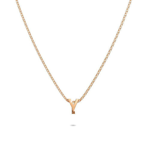Initials Brick Alphabet Letter Necklace Rose Gold Layered Steel Jewellery